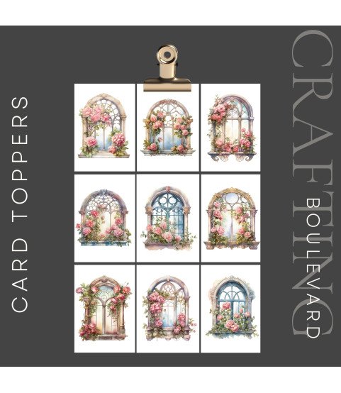 Vintage Victorian Windows #2 Stickers, Die Cut or Card Toppers