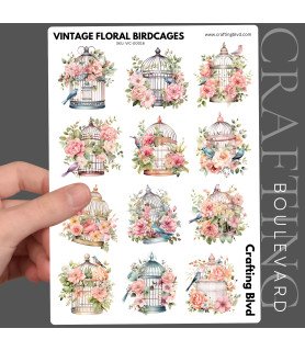 Vintage Floral Birdcages Stickers