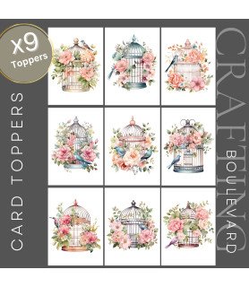 Vintage Floral Birdcages Card Toppers
