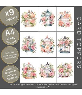 Vintage Floral Birdcages Card Toppers