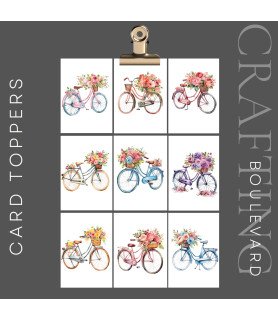 Vintage Floral Bicycle Card Toppers