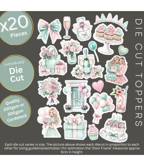 Pastel Happy Birthday Stickers, Die Cut or Card Toppers
