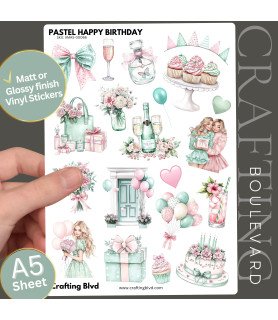 Pastel Happy Birthday Stickers