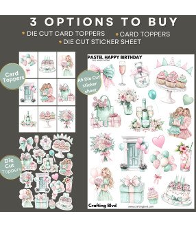Pastel Happy Birthday Stickers, Die Cut or Card Toppers