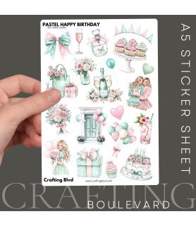 Pastel Happy Birthday Stickers