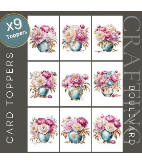 Peony in a Vase Card Toppers