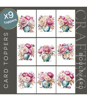 Peony in a Vase Card Toppers