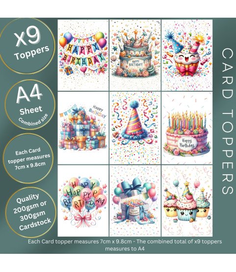 Happy Birthday Celebration Stickers or Card Toppers Happy Birthday Celebration Stickers or Card Toppers