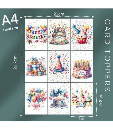 Happy Birthday Celebration Stickers or Card Toppers Happy Birthday Celebration Stickers or Card Toppers