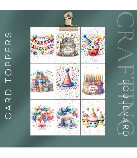Happy Birthday Celebration Stickers or Card Toppers Happy Birthday Celebration Stickers or Card Toppers
