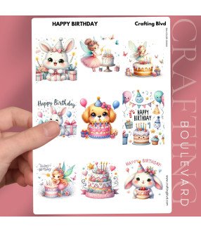 Cute Birthday Friends Stickers or Card Toppers