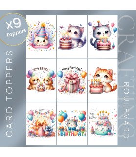 Birthday Cats Card Toppers