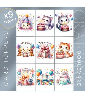 Birthday Cats Card Toppers