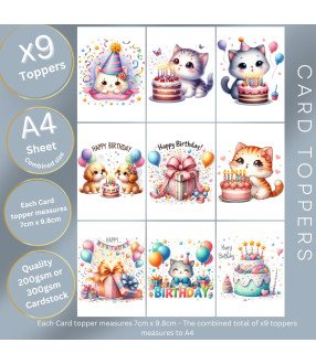 Birthday Cats Card Toppers