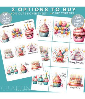 Birthday Cakes & Cupcakes Stickers or Card Toppers