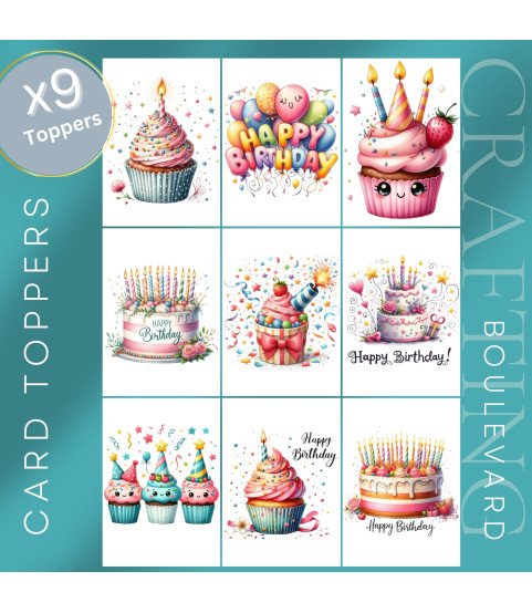 Birthday Cakes & Cupcakes Card Toppers