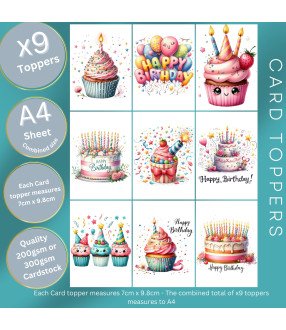 Birthday Cakes & Cupcakes Card Toppers