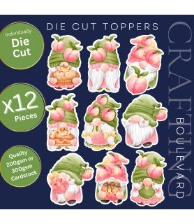 Peach Gnome Stickers, Die Cut or Card Toppers