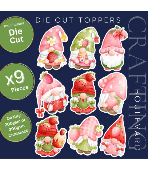 Strawberry Gnome Die Cut Toppers