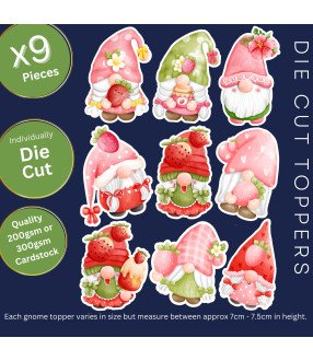 Strawberry Gnome Die Cut Toppers