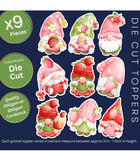 Strawberry Gnome Die Cut Toppers