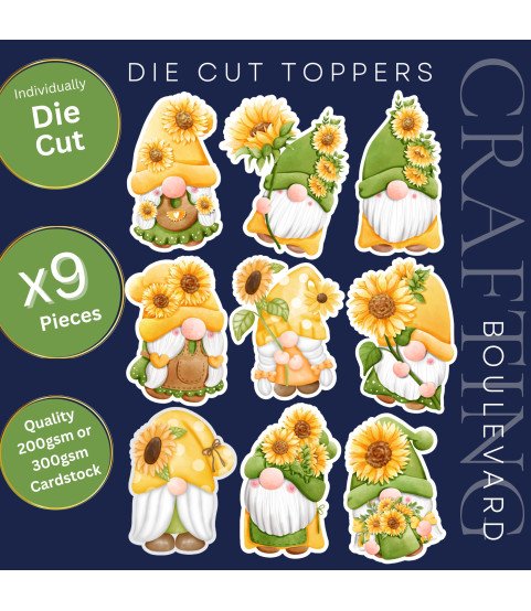 Sunflower Gnome Die Cut Toppers