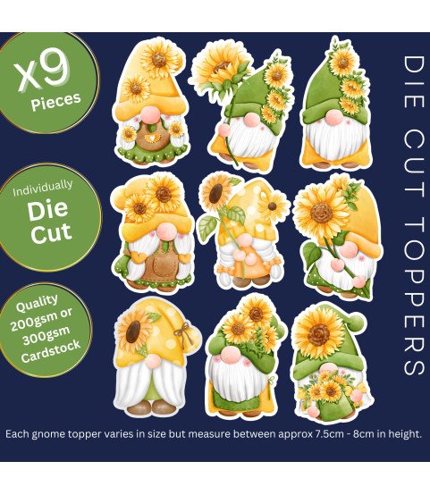 Sunflower Gnome Die Cut Toppers