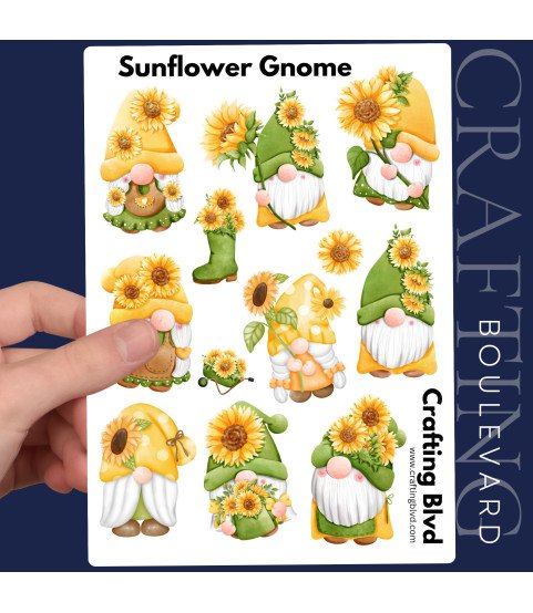 Sunflower Gnome Card Stickers