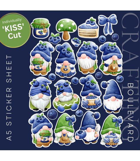 Blueberry Gnome Card Stickers