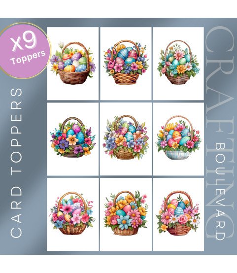 Easter Egg Floral Basket Card Toppers
