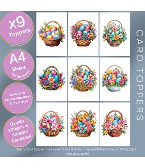 Easter Egg Floral Basket Card Toppers