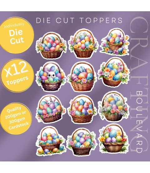 Easter Egg Floral Basket #2 Die Cut Toppers Easter Egg Floral Basket #2 Die Cut Toppers