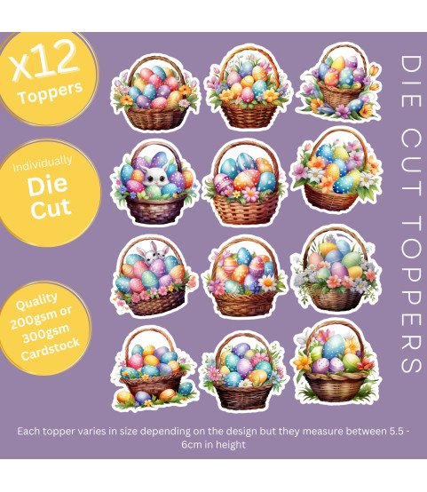 Easter Egg Floral Basket #2 Die Cut Toppers Easter Egg Floral Basket #2 Die Cut Toppers
