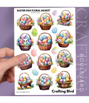 Easter Egg Floral Basket Card Stickers
