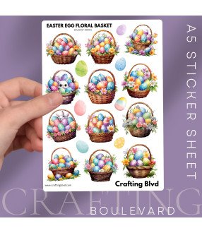 Easter Egg Floral Basket Card Stickers
