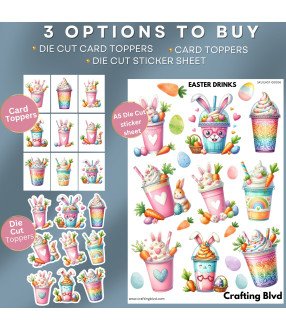 Easter Bunny Milkshakes Stickers, Die Cut or Card Toppers
