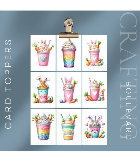 Easter Bunny Milkshakes Card Toppers