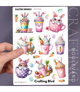 Easter Bunny Café Drinks Stickers