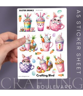 Easter Bunny Café Drinks Stickers