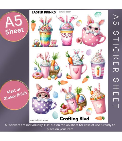 Easter Bunny Café Drinks Stickers