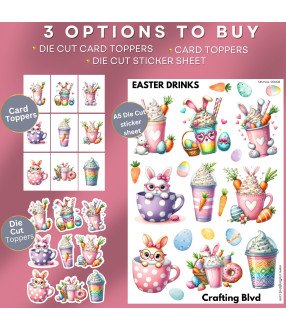 Easter Bunny Sweet Treat Drinks Stickers, Die Cut or Card Toppers