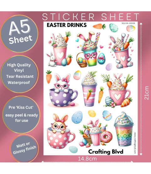 Easter Bunny Sweet Treat Drinks Stickers