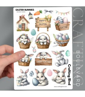 Cute Easter Bunnies & Egg Baskets Drinks Stickers