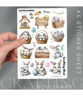 Cute Easter Bunnies & Egg Baskets Drinks Stickers