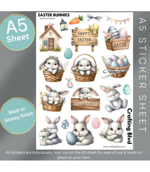 Cute Easter Bunnies & Egg Baskets Drinks Stickers