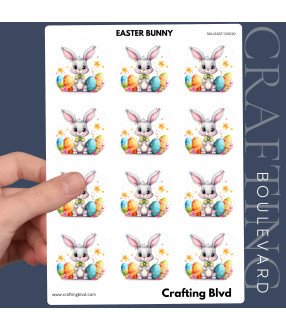 Cute Easter Bunny & Colourful Eggs Drinks Stickers