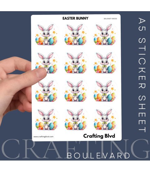 Cute Easter Bunny & Colourful Eggs Drinks Stickers