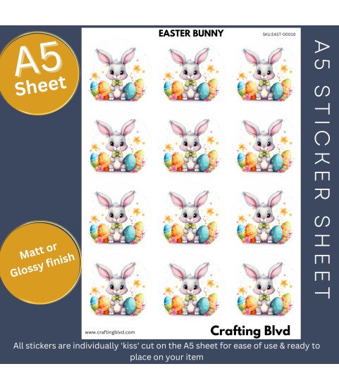 Cute Easter Bunny & Colourful Eggs Drinks Stickers