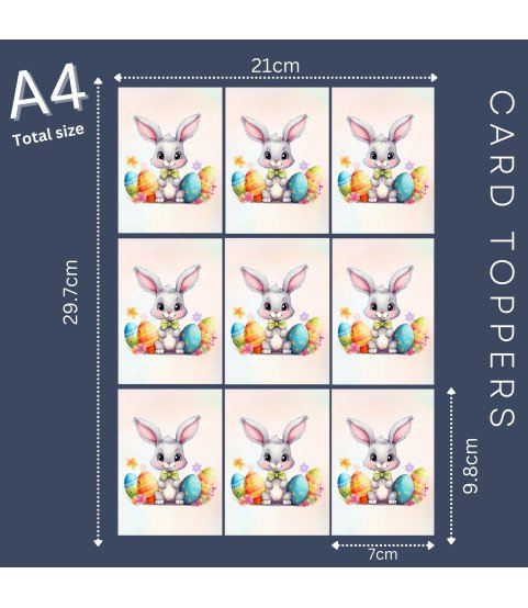 Cute Easter Bunny & Colourful Eggs Stickers, Die Cut or Card Toppers