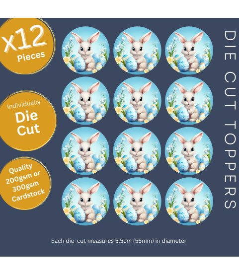 Sweet Easter Bunny & Blue Eggs Die Cut Toppers Sweet Easter Bunny & Blue Eggs Die Cut Toppers
